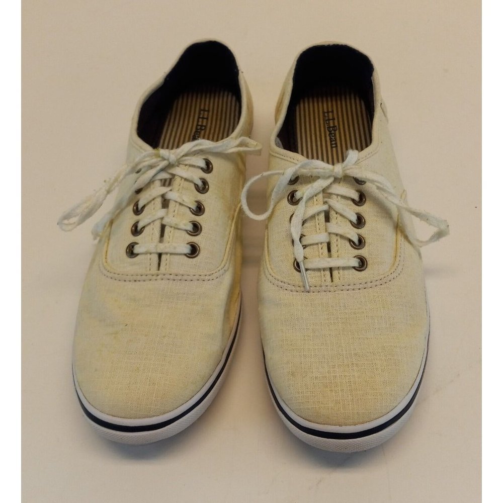 COPY - L L Bean Women's Size 9 W Sneakers Boat Shoes Item 286791 White Canvas L…